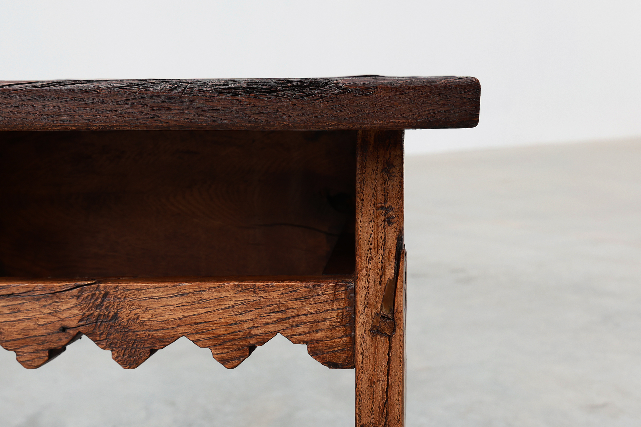 Neo Gothic solid oak rectangular carved stool, France ca. 1900thumbnail